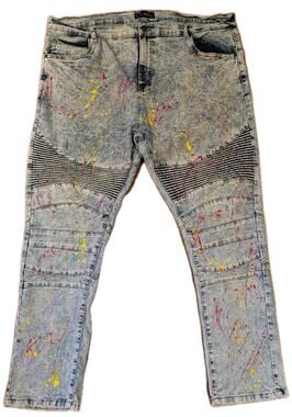Regal Exchange Moto Jeans Men’s 42 Acid Wash Paint Splatter Skinny Biker Y2K